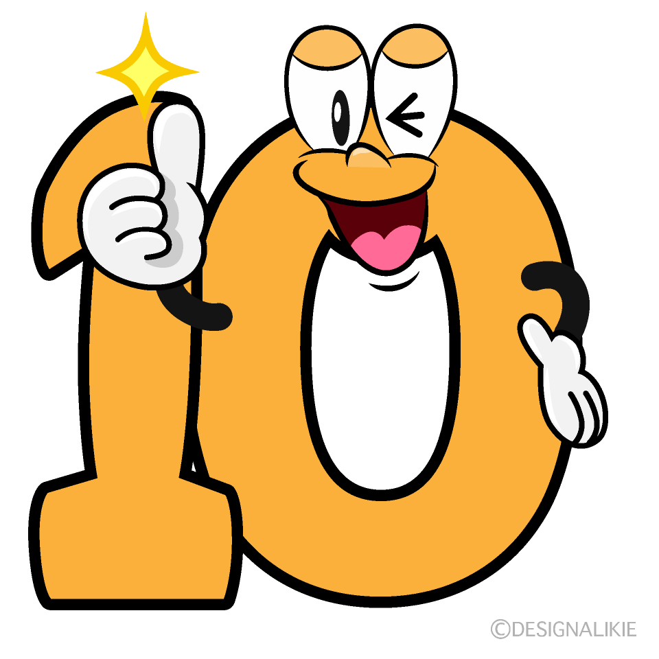 Thumbs up Number 10 Cartoon Character Image