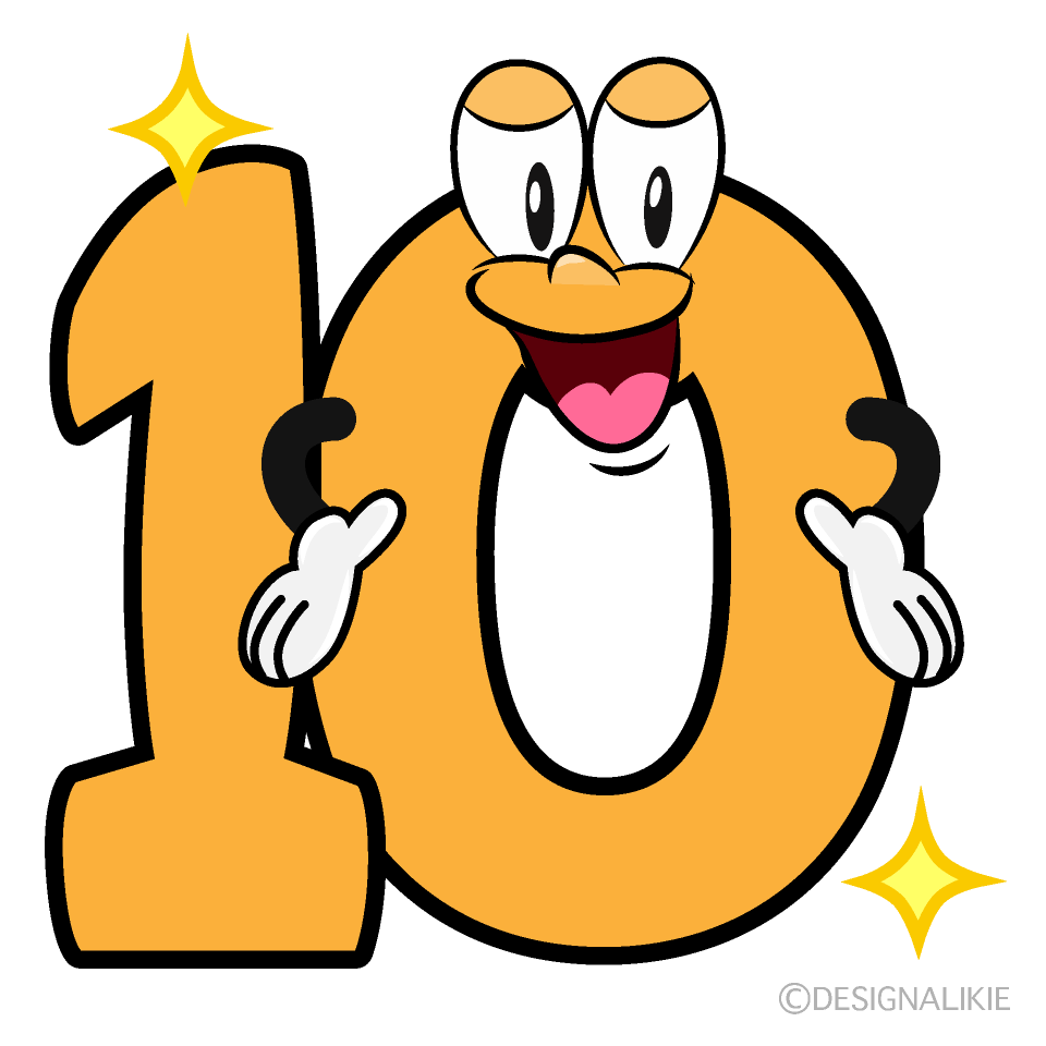 Glitter Number 10 Cartoon Character Image