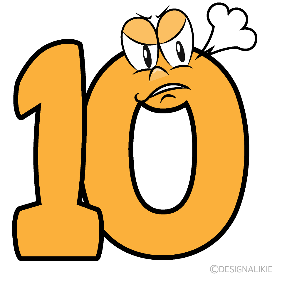 Angry Number 10 Cartoon Character Image