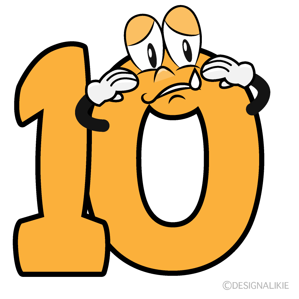 Sad Number 10 Cartoon Character Image