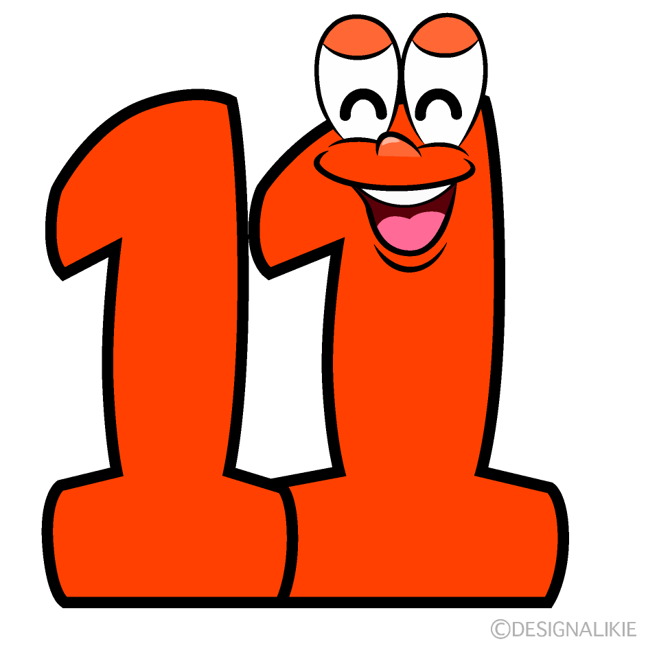 Smiling Number 11 Cartoon Character Image