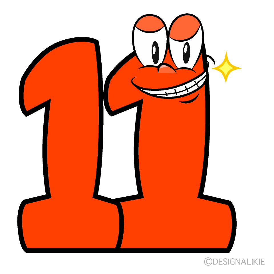 Grinning Number 11 Cartoon Character Image