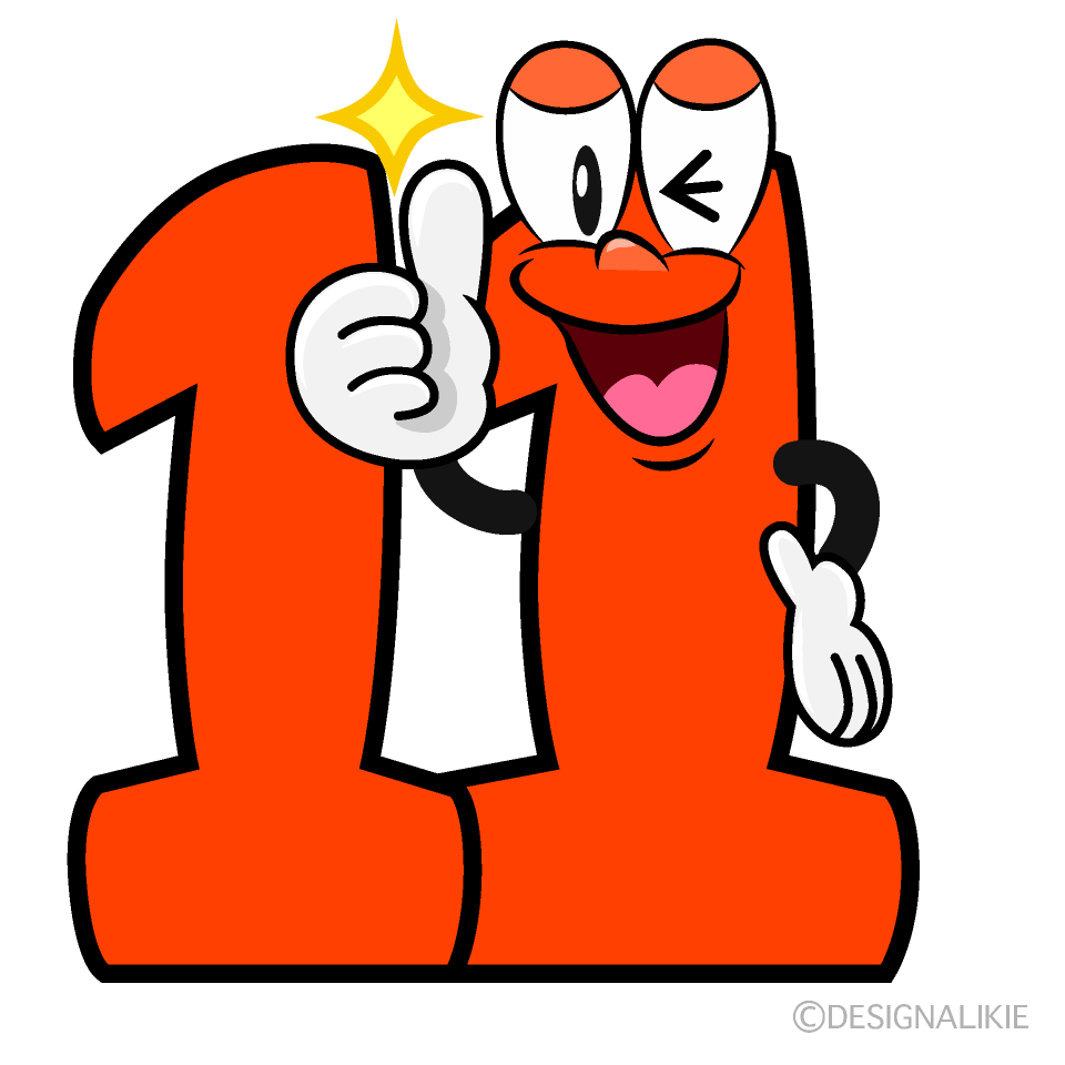 Thumbs up Number 11 Cartoon Character Image