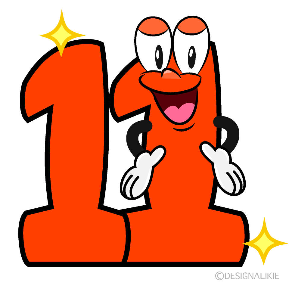 Glitter Number 11 Cartoon Character Image