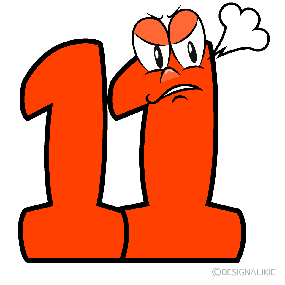 Angry Number 11 Cartoon Character Image