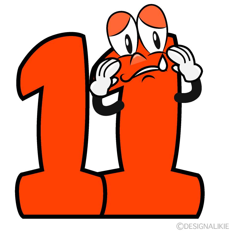 Sad Number 11 Cartoon Character Image