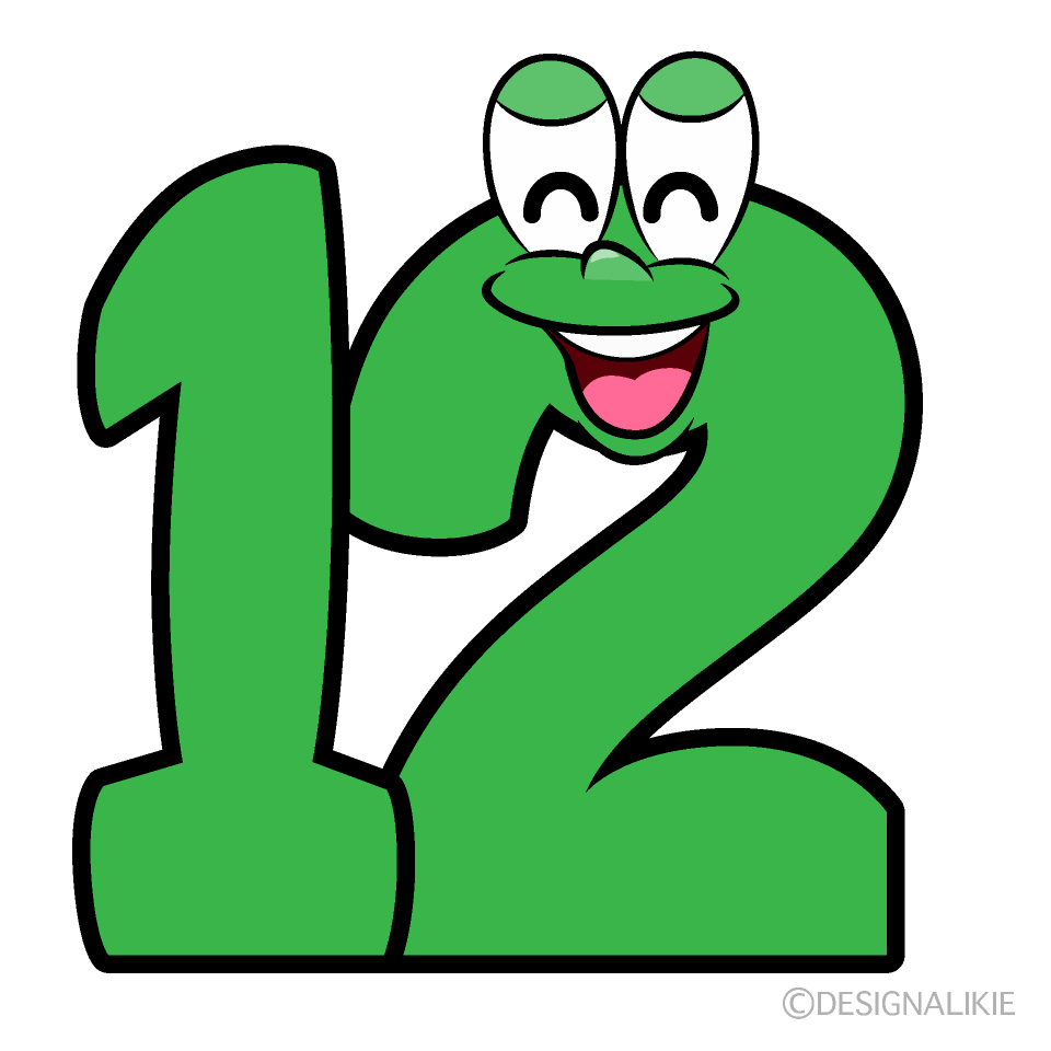 Smiling Number 12 Cartoon Character Image