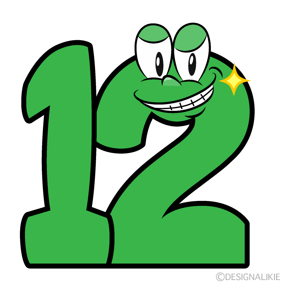 Grinning Number 12 Cartoon Character Image