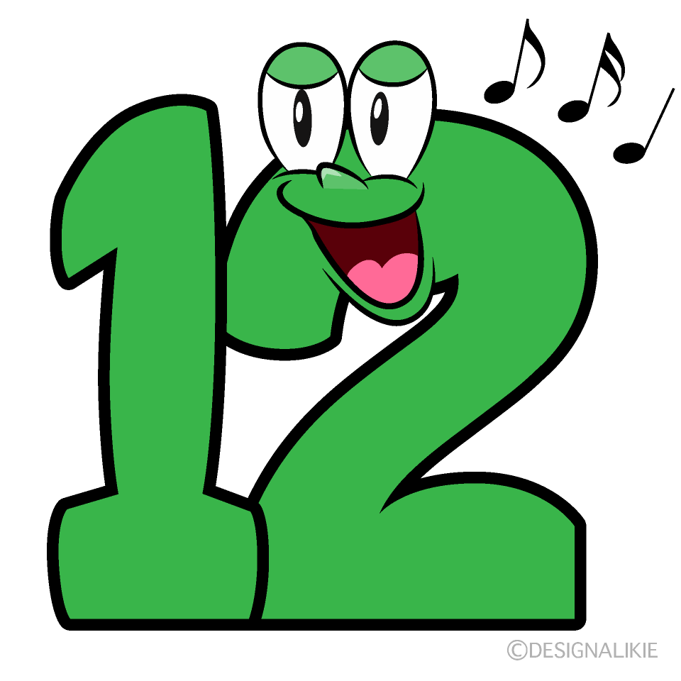 Singing Number 12 Cartoon Character Image