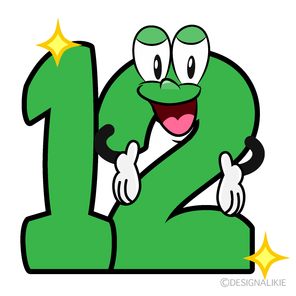 Glitter Number 12 Cartoon Character Image