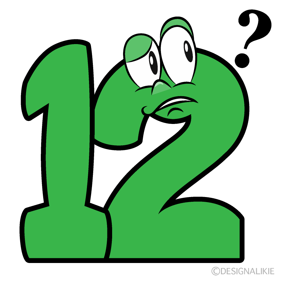 Thinking Number 12 Cartoon Character Image