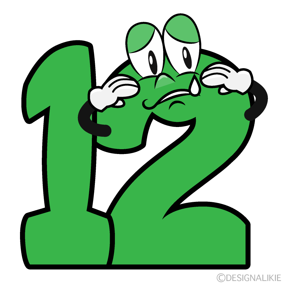 Sad Number 12 Cartoon Character Image