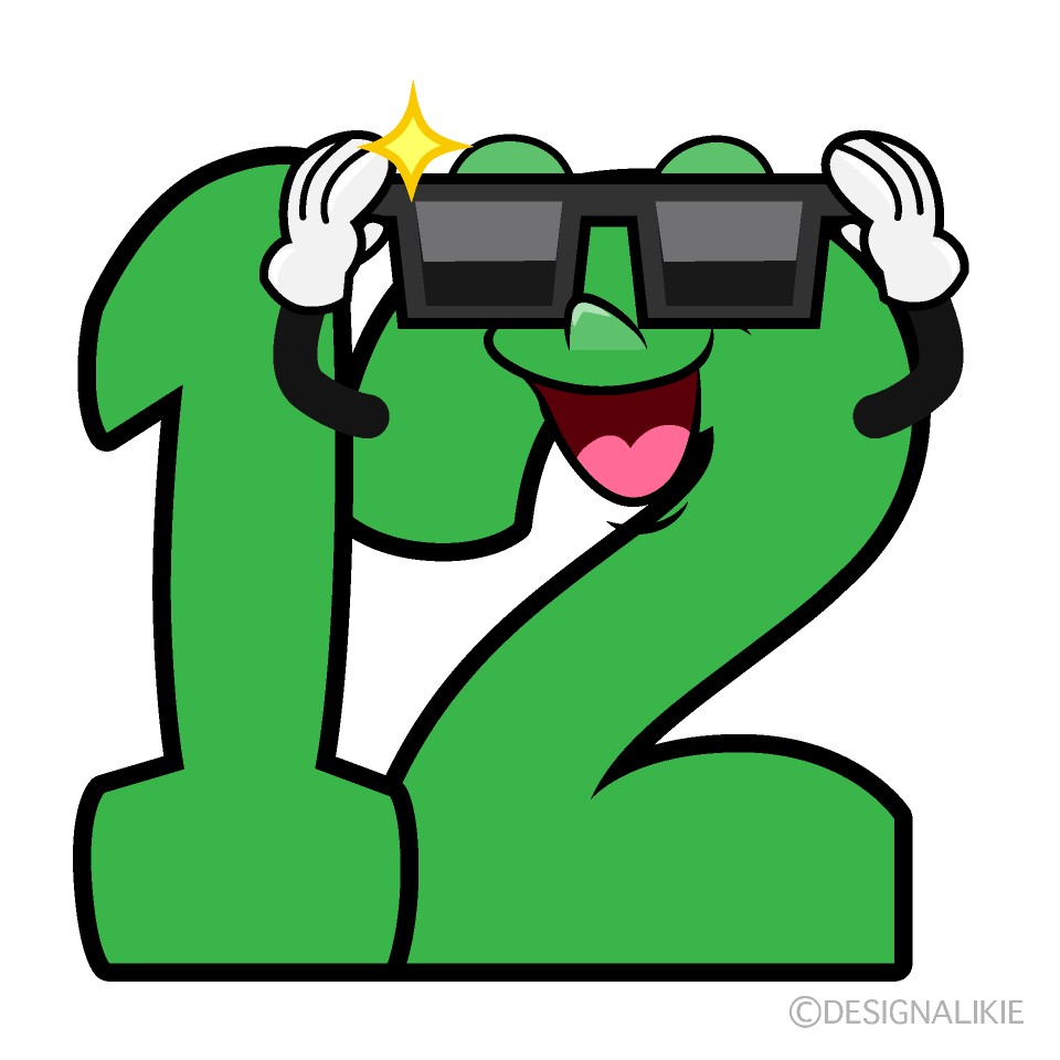 Cool Number 12 Cartoon Character Image