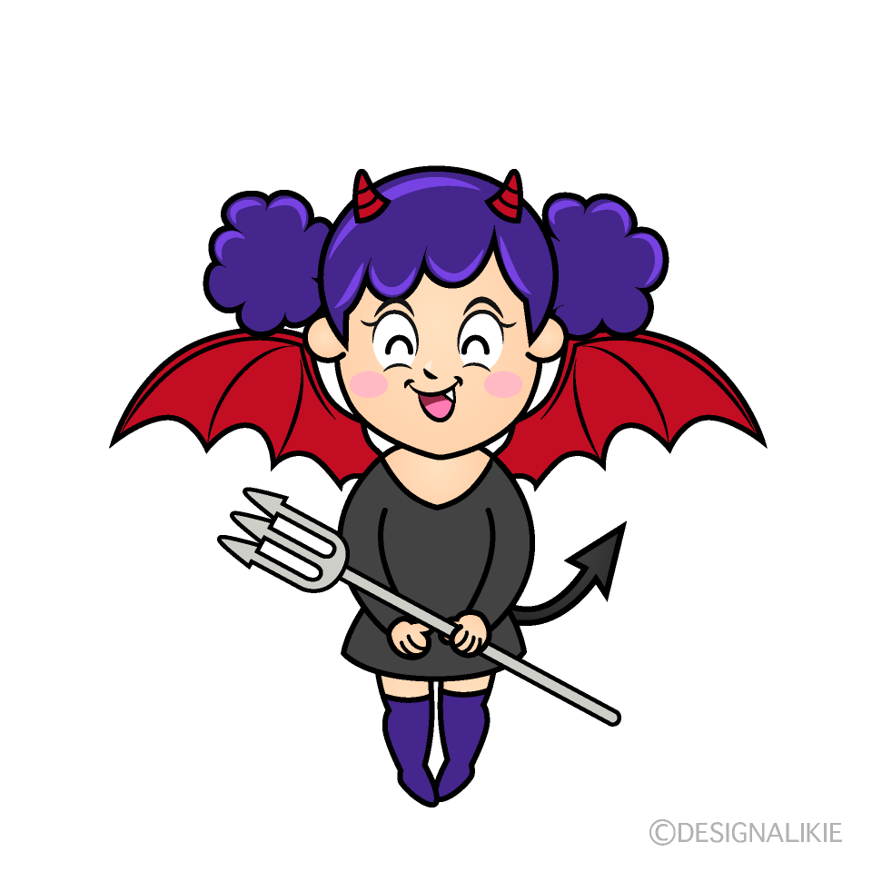 Smiling Demon Girl Cartoon Character Image