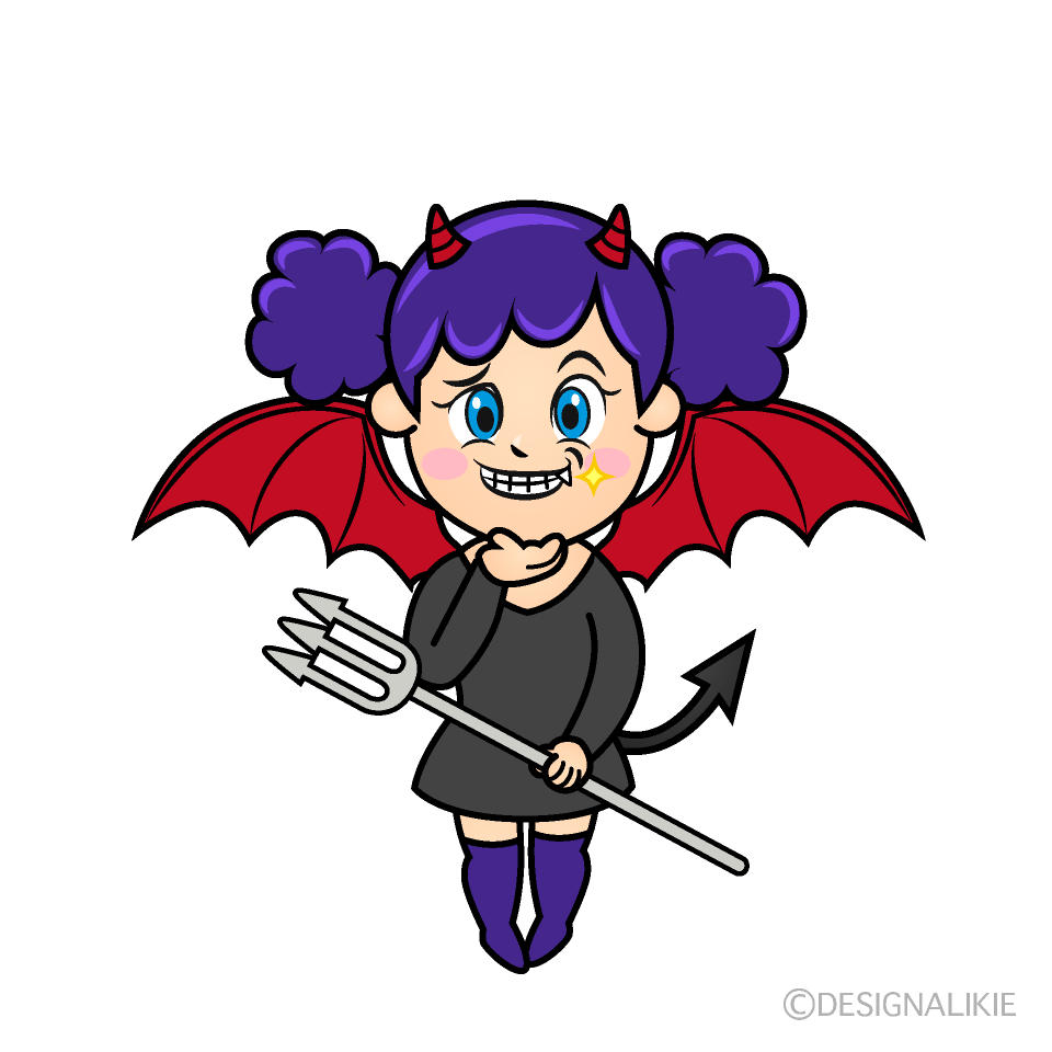 Grinning Demon Girl Cartoon Character Image