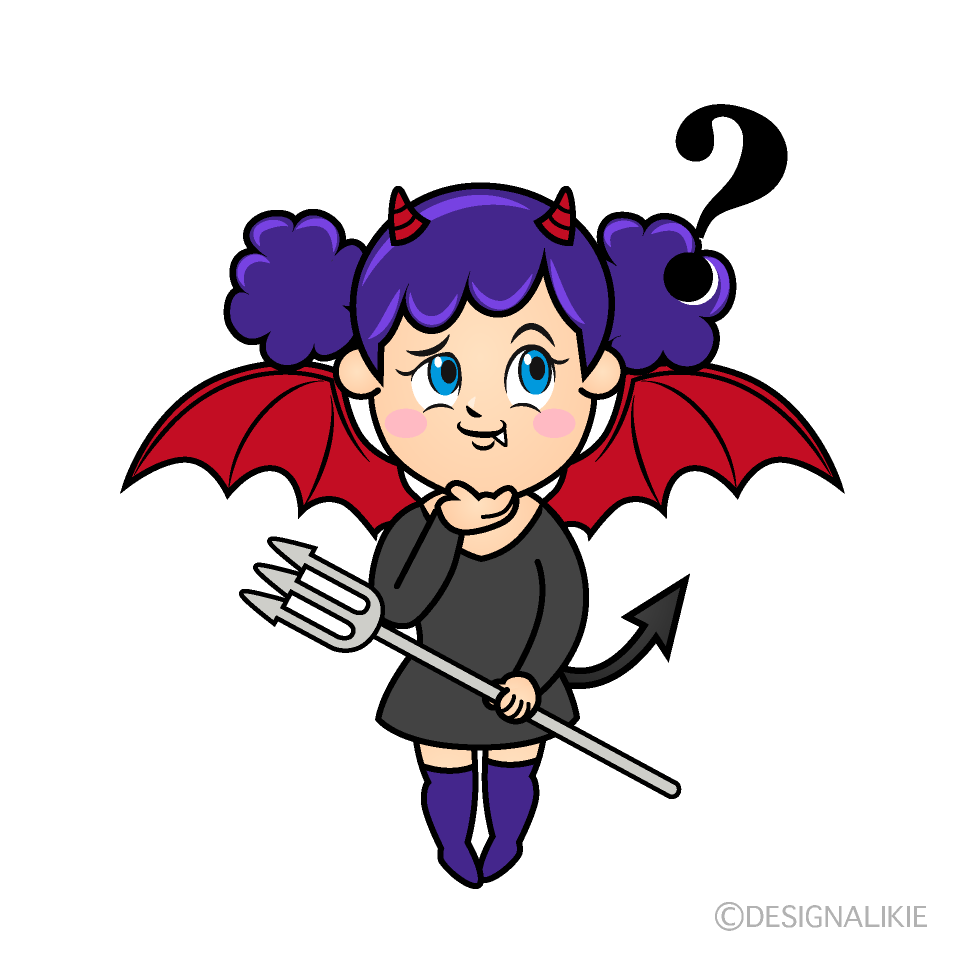 Thinking Demon Girl Cartoon Character Image