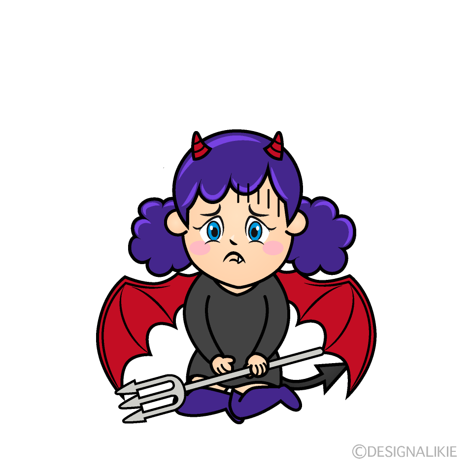 Depressed Demon Girl Cartoon Character Image