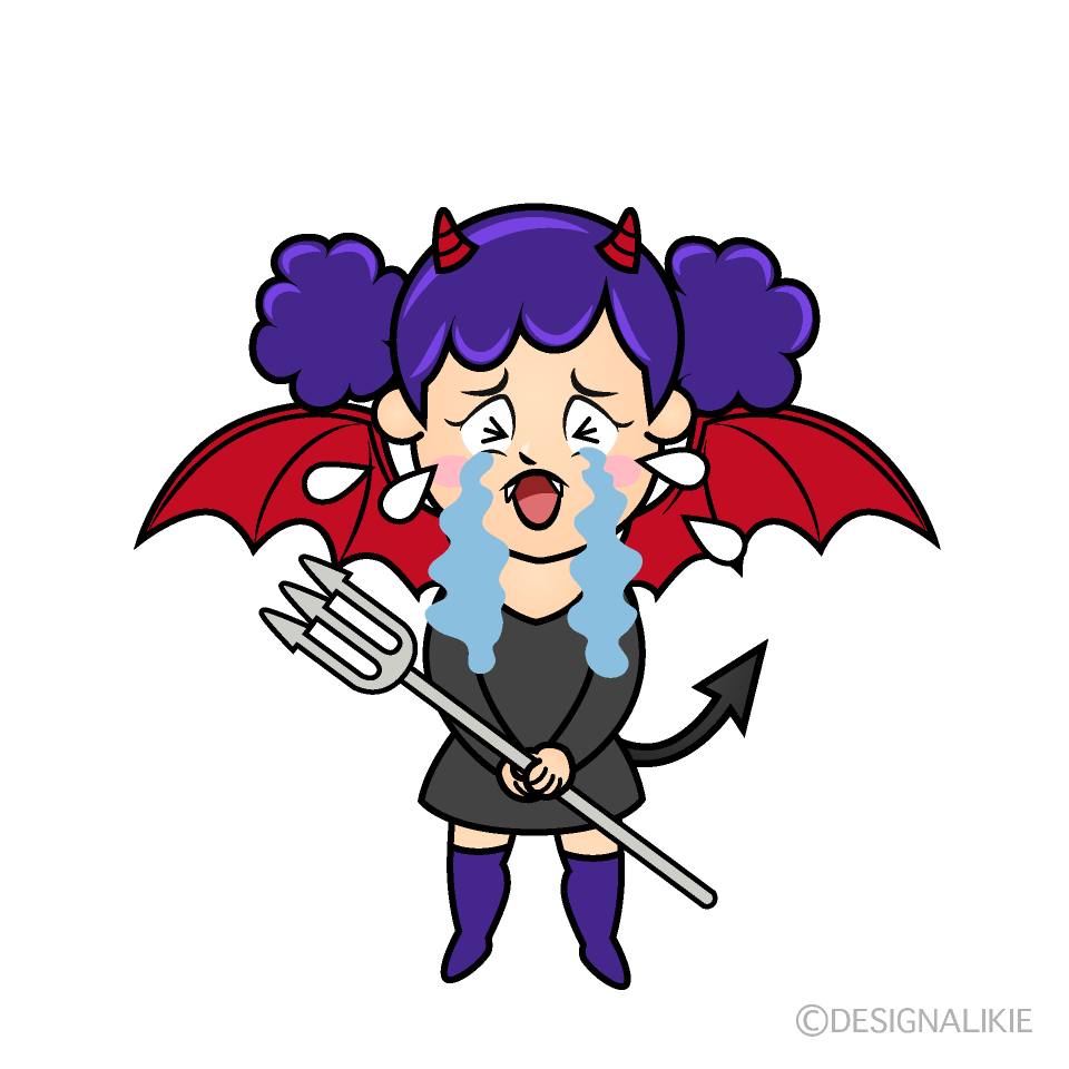 Crying Demon Girl Cartoon Character Image