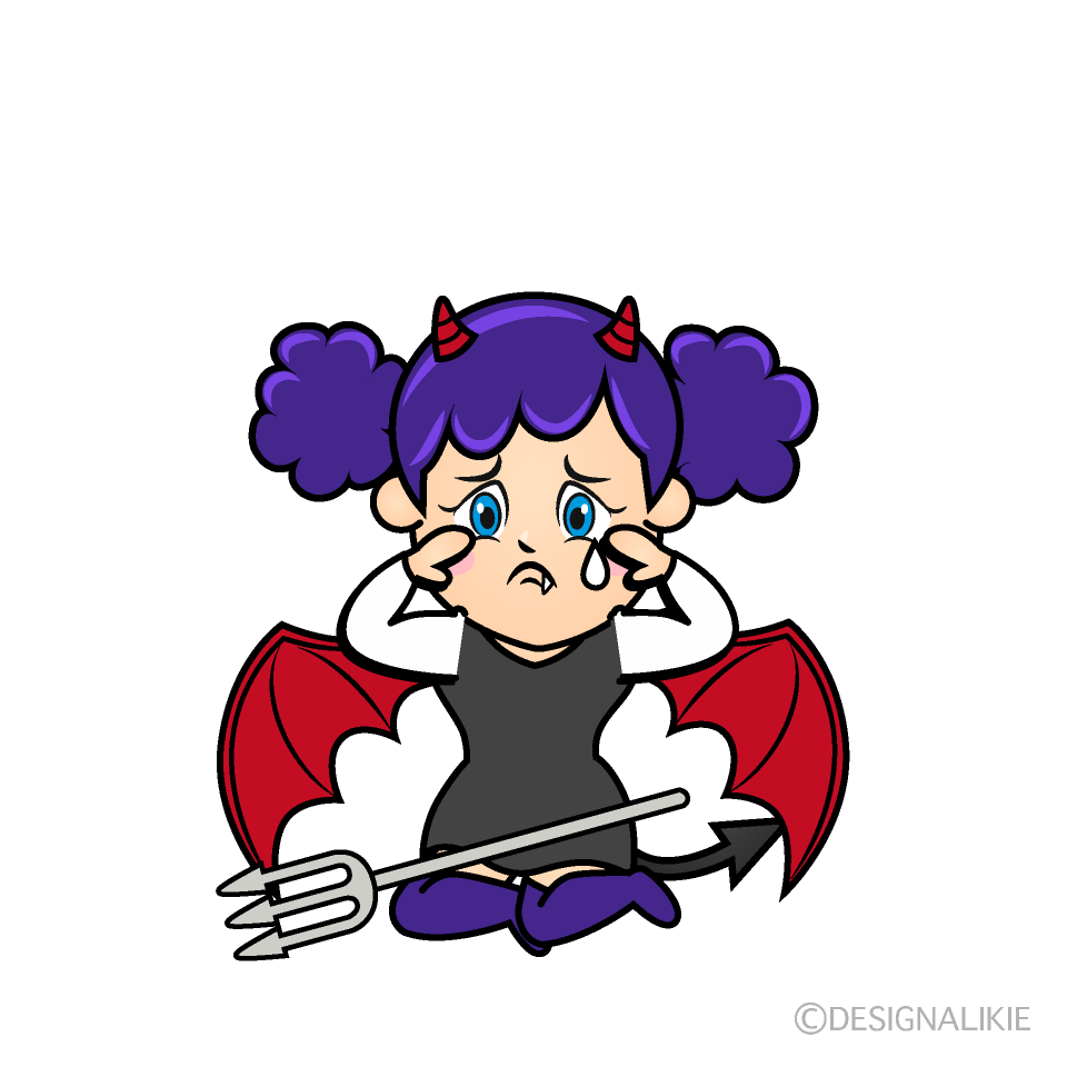 Sad Demon Girl Cartoon Character Image