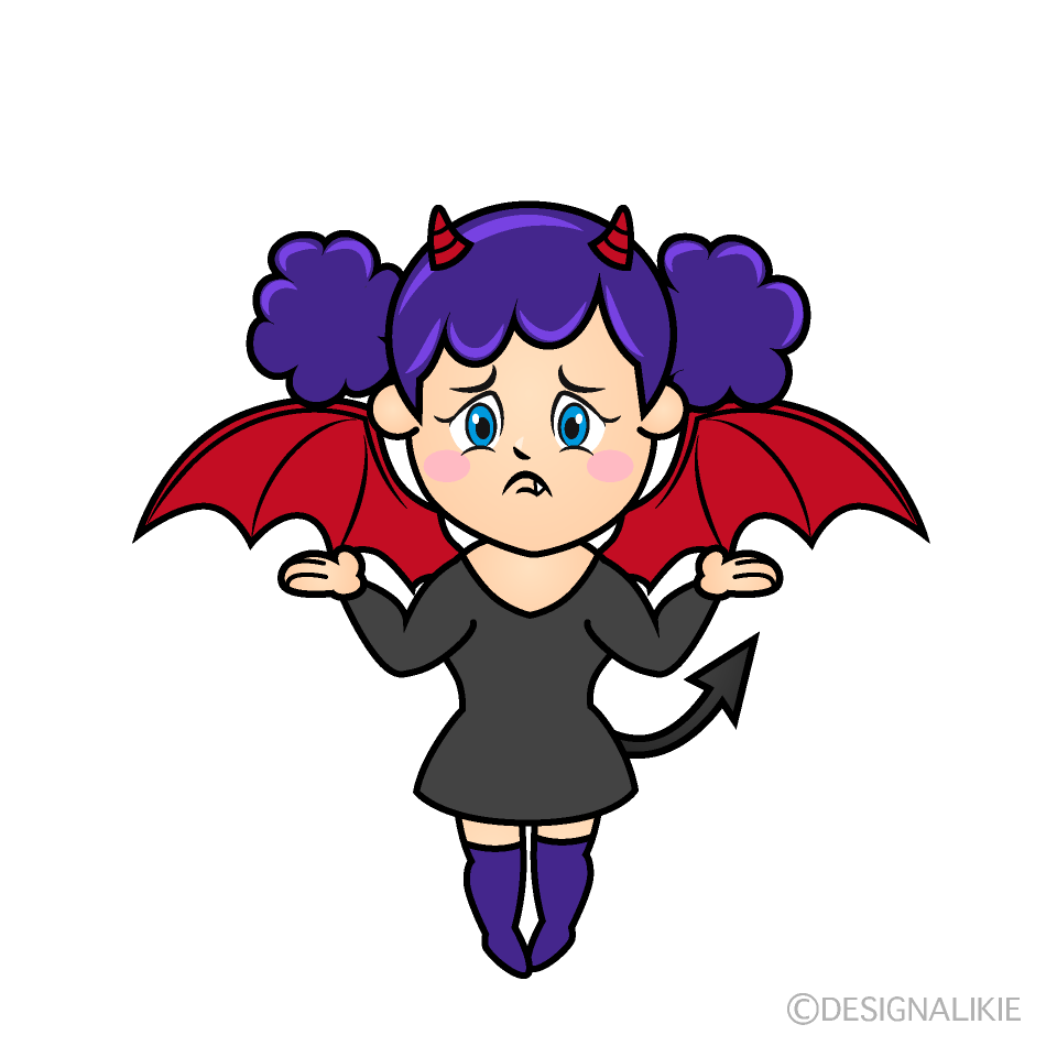 Troubled Demon Girl Cartoon Character Image