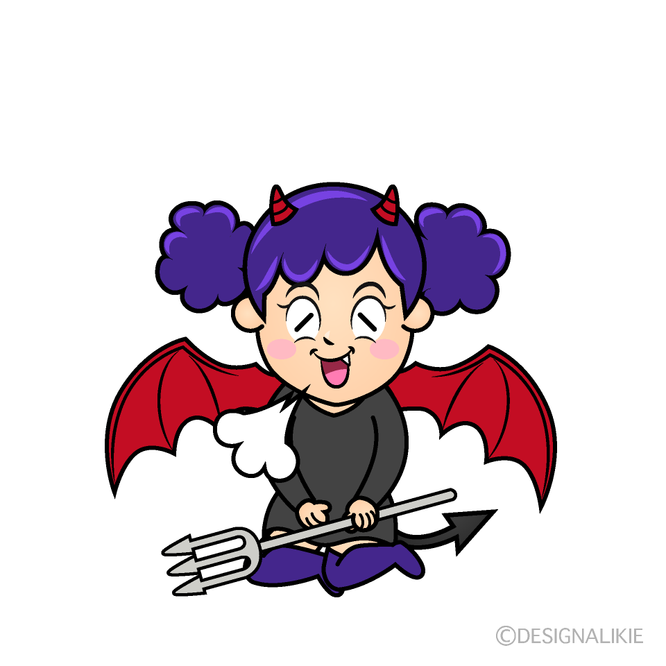 Relaxing Demon Girl Cartoon Character Image