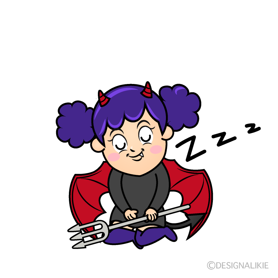 Sleeping Demon Girl Cartoon Character Image