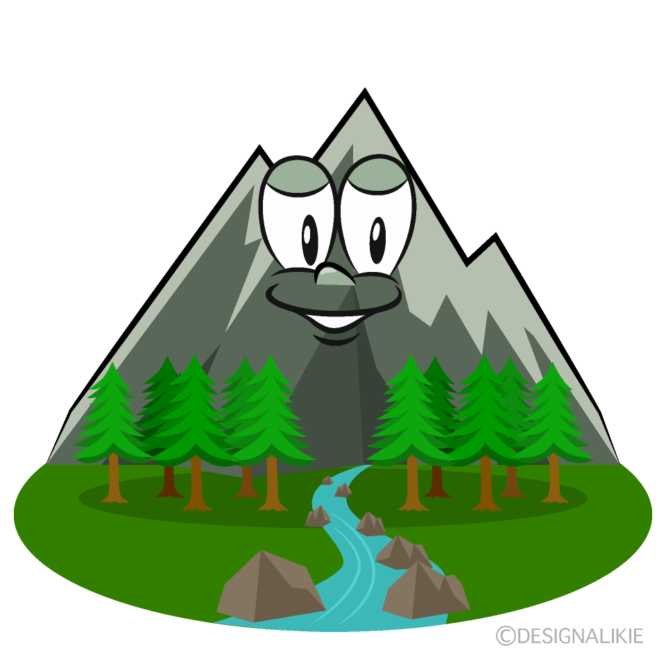 Mountain River Cartoon Character Image