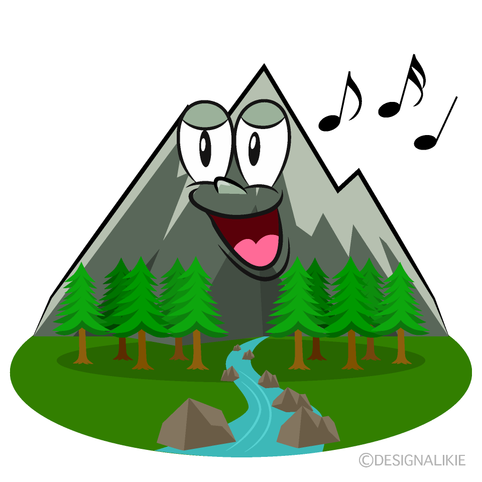 Singing Mountain River Cartoon Character Image