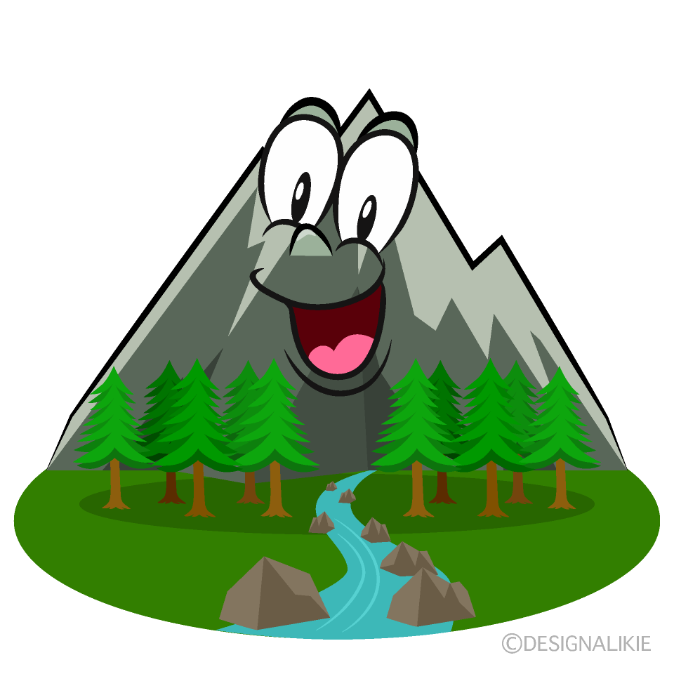 Surprising Mountain River Cartoon Character Image