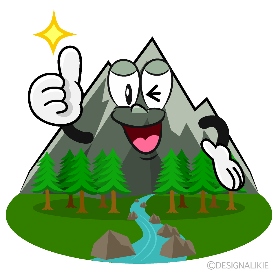 Thumbs up Mountain River Cartoon Character Image