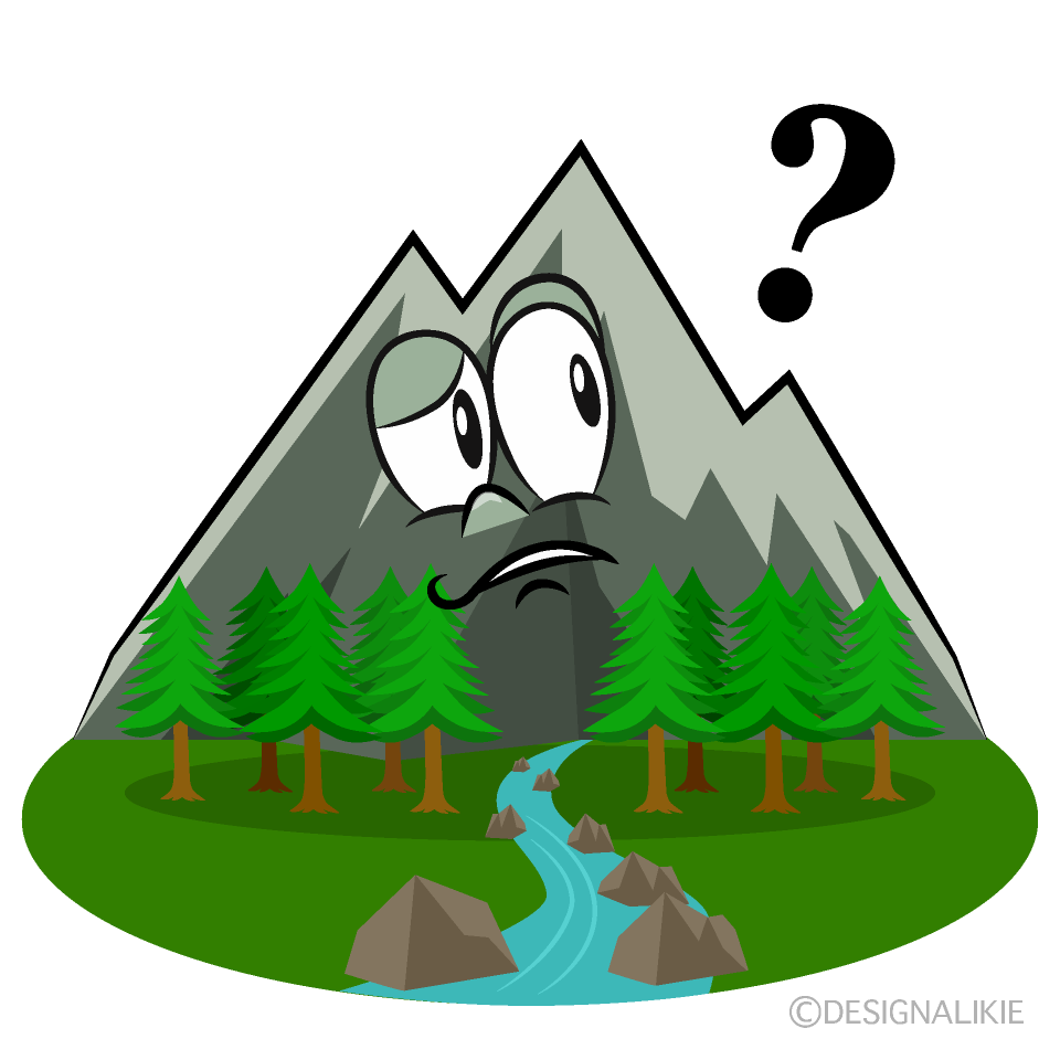 Thinking Mountain River Cartoon Character Image