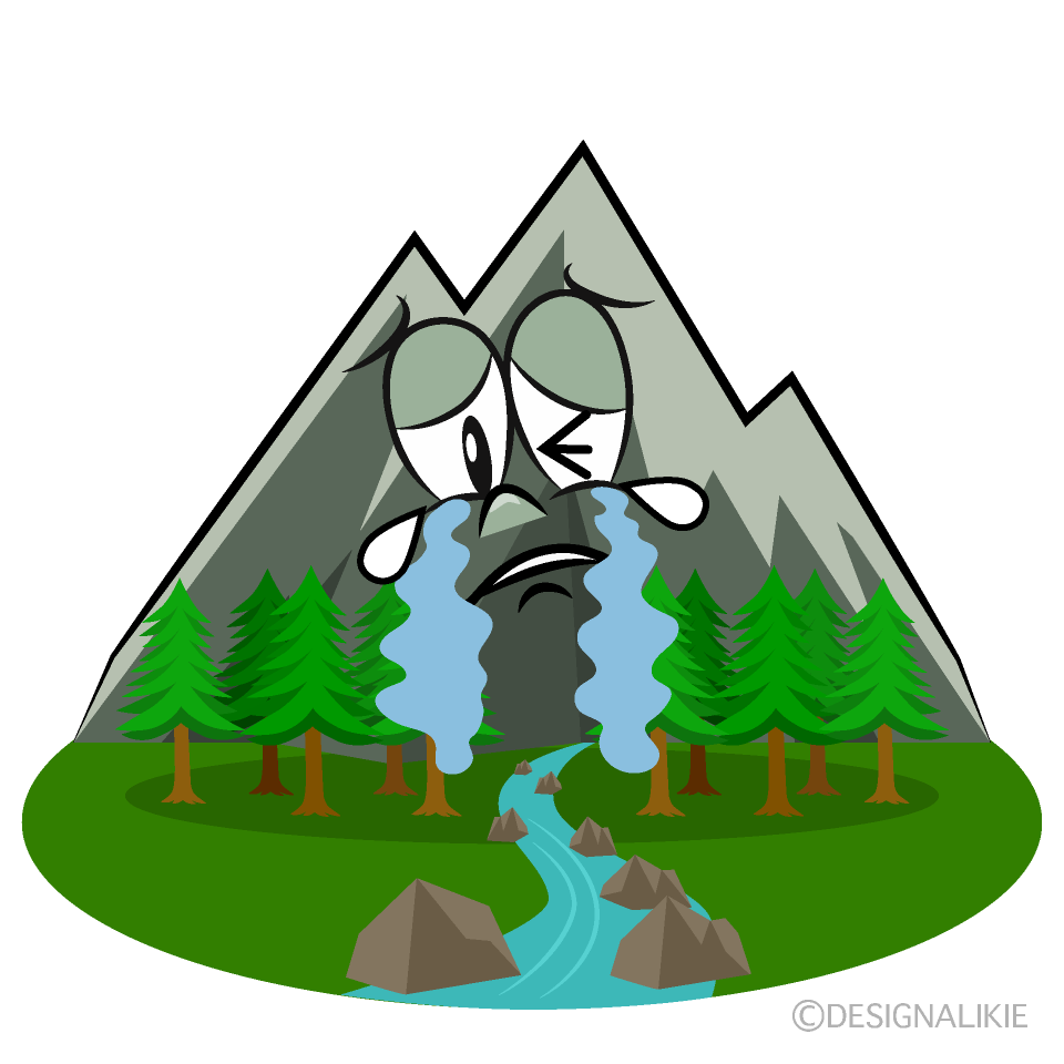 Crying Mountain River Cartoon Character Image