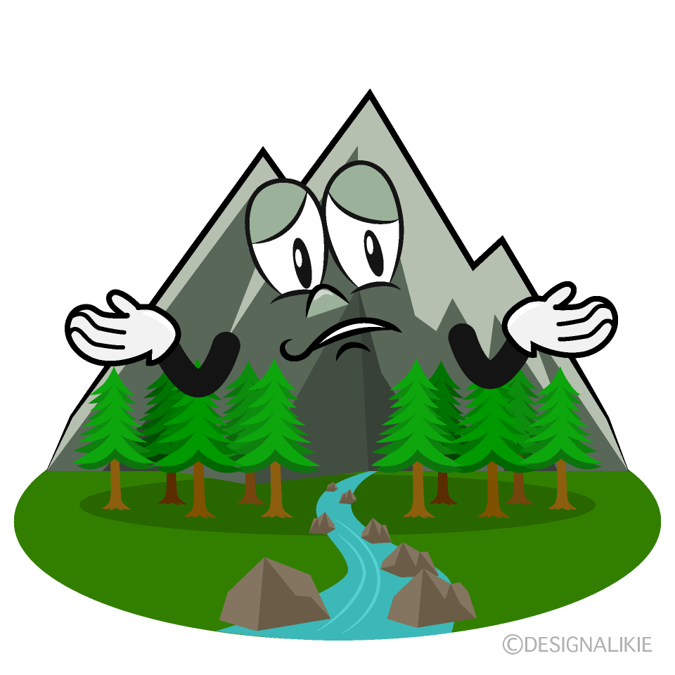 Troubled Mountain River Cartoon Character Image