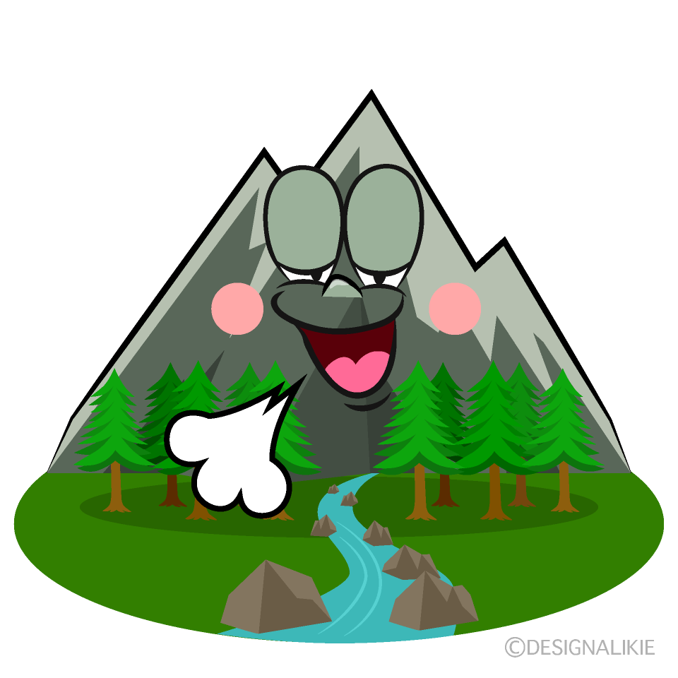 Relaxing Mountain River Cartoon Character Image