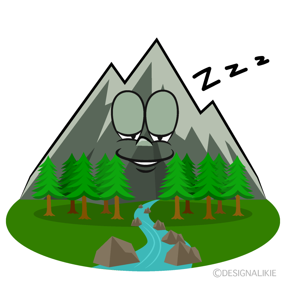 Sleeping Mountain River Cartoon Character Image