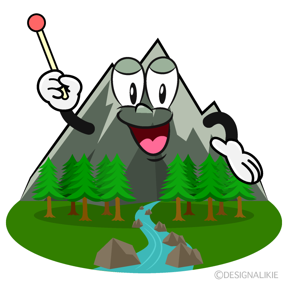 Speaking Mountain River Cartoon Character Image