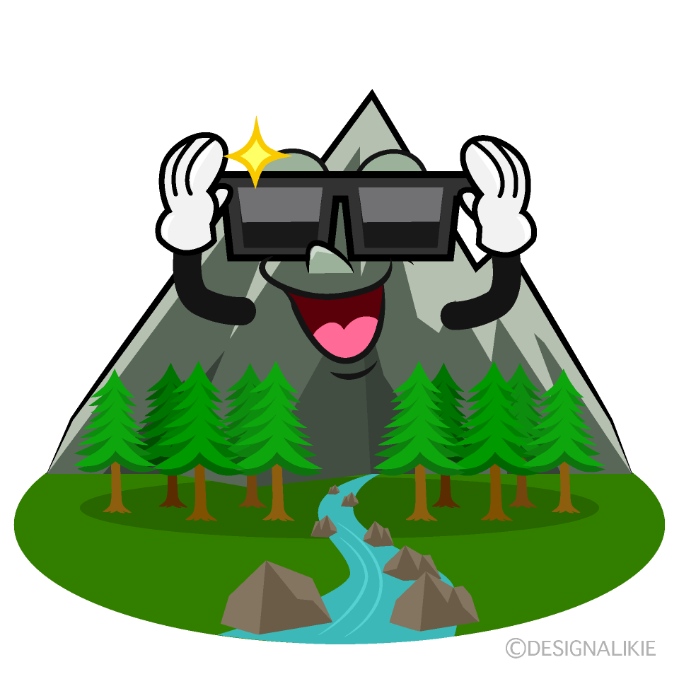 Cool Mountain River Cartoon Character Image