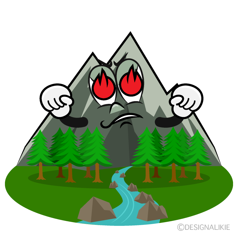 Enthusiasm Mountain River Cartoon Character Image