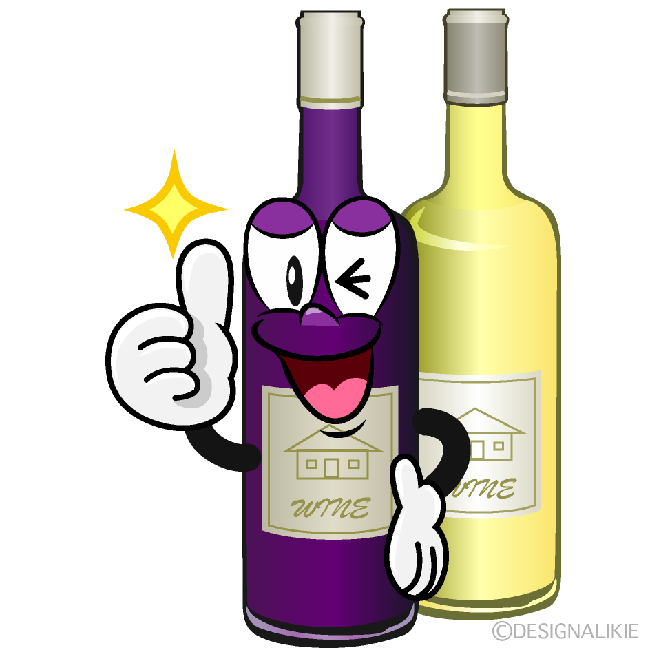 Thumbs up Wine Bottl Cartoon Character Image