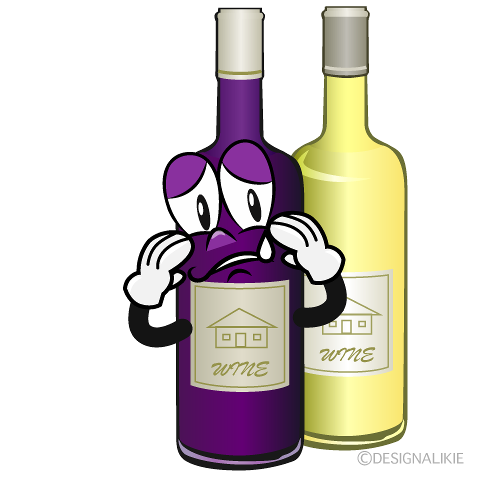 Sad Wine Bottl Cartoon Character Image