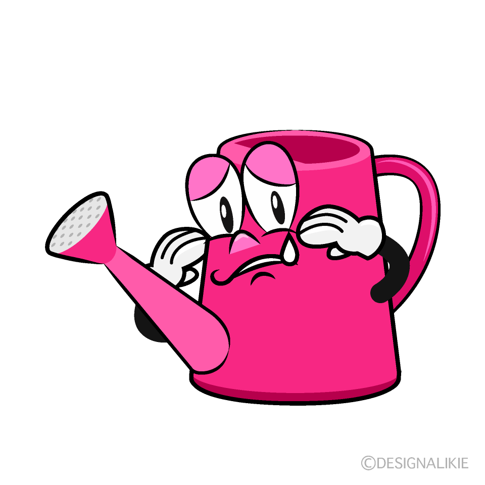 Sad Watering Can Cartoon Character Image