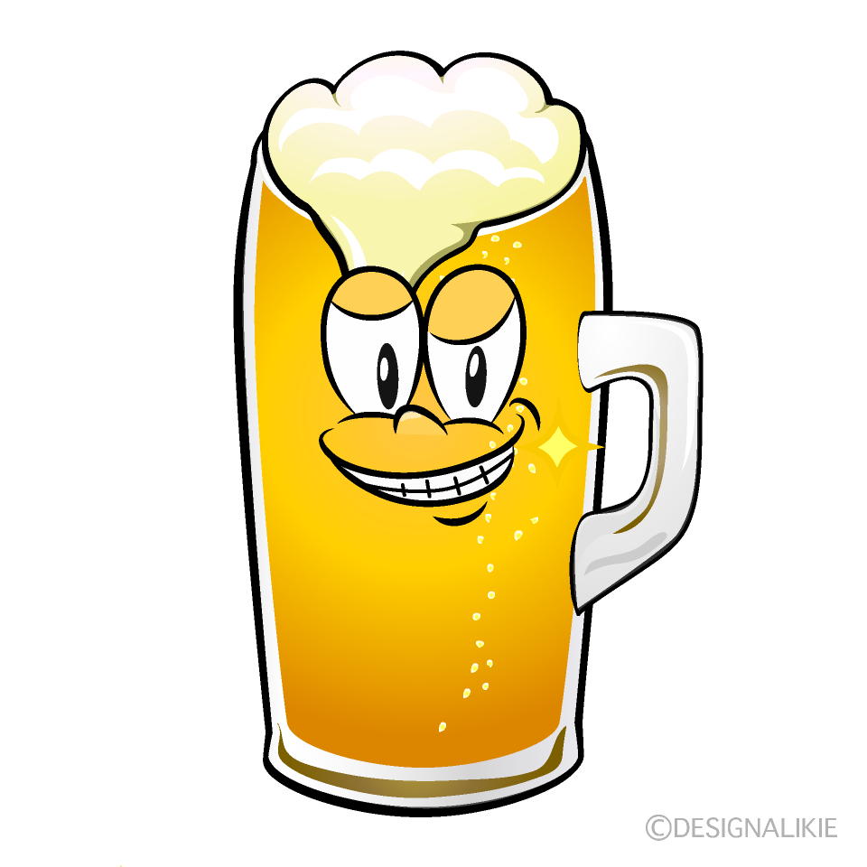 Grinning Draft Beer Cartoon Character Image