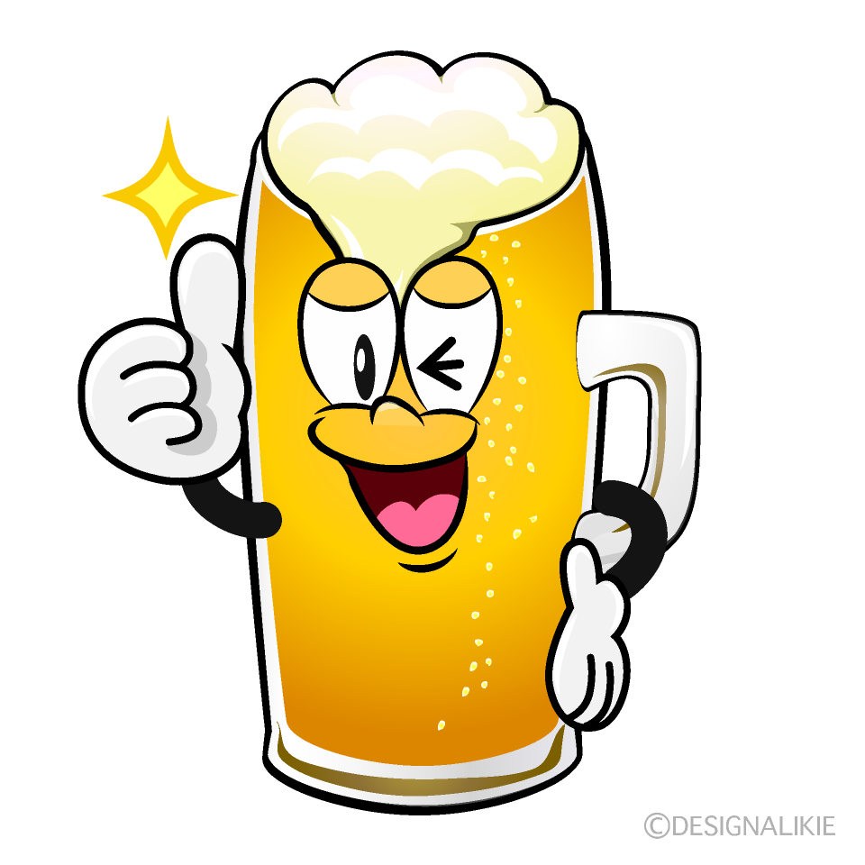 Thumbs up Draft Beer Cartoon Character Image