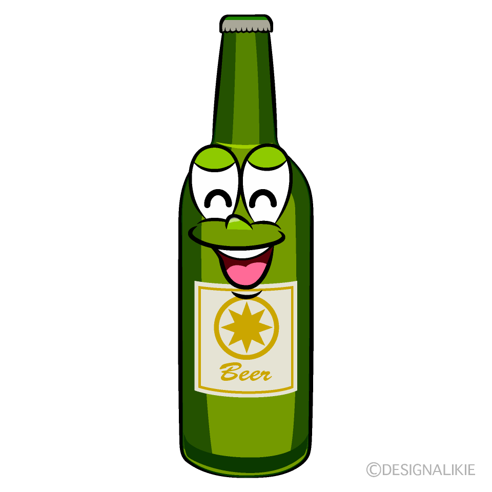 Smiling Beer Bottle Cartoon Character Image