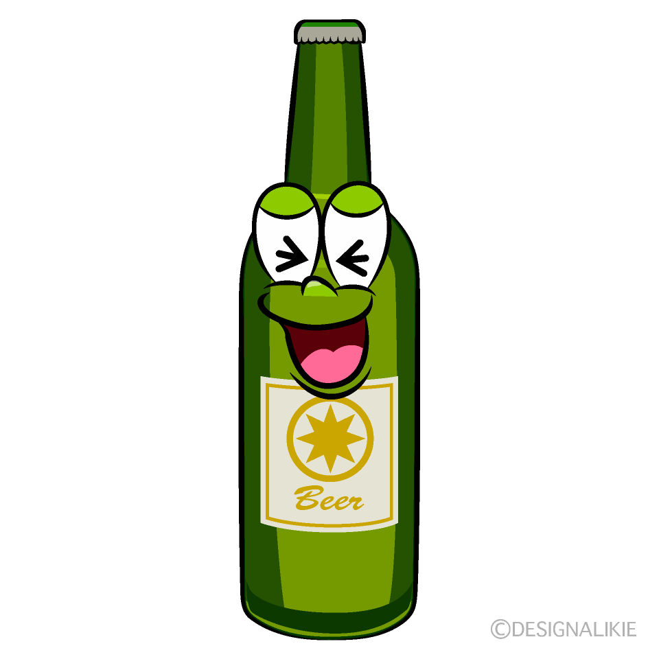 Laughing Beer Bottle Cartoon Character Image