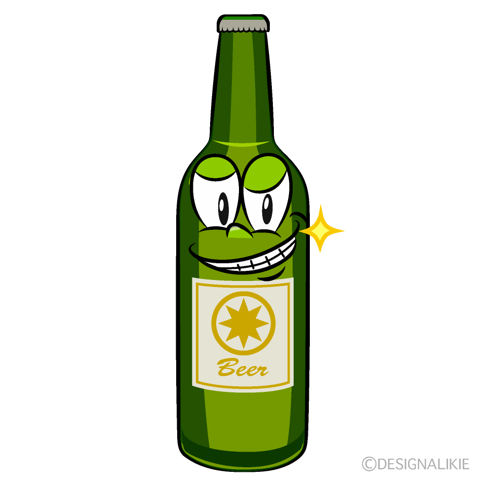 Grinning Beer Bottle Cartoon Character Image