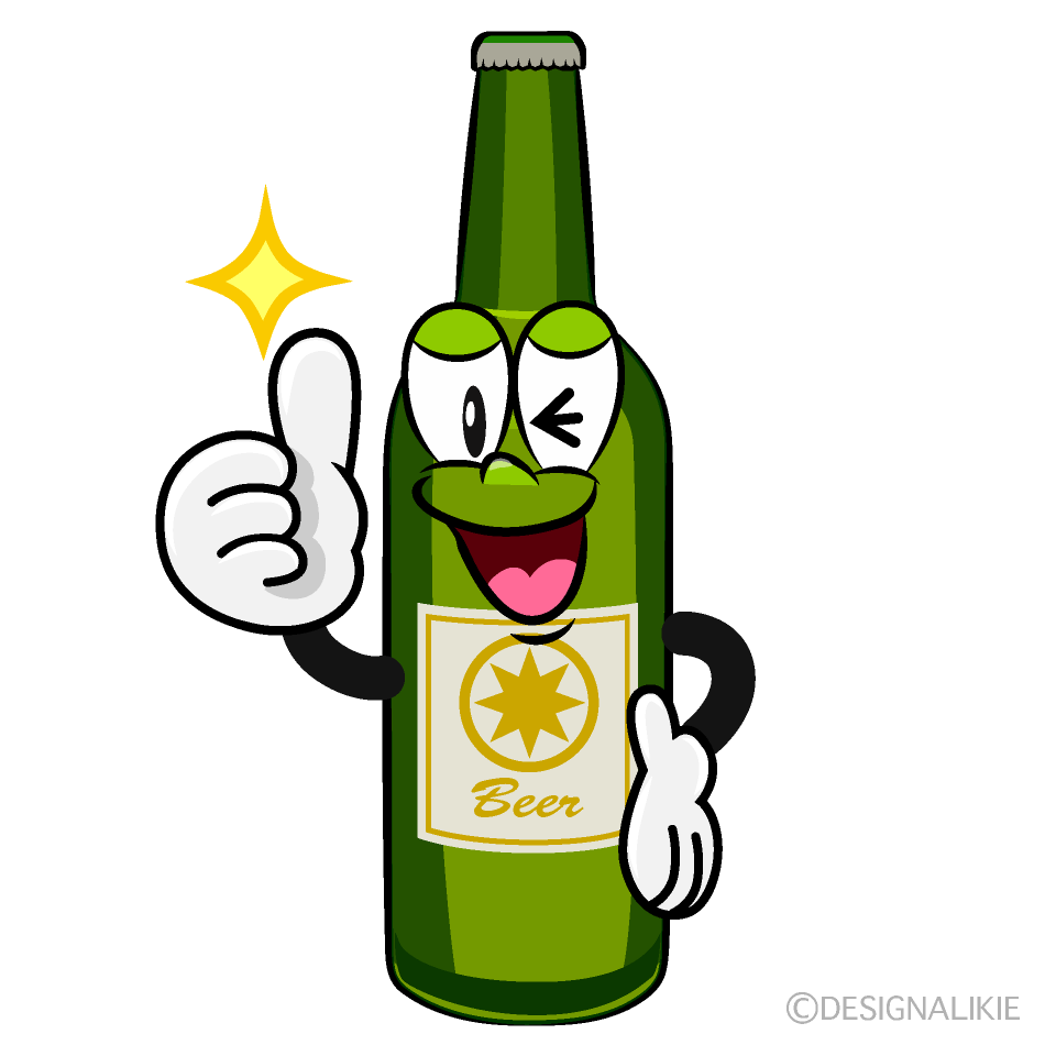 Thumbs up Beer Bottle Cartoon Character Image