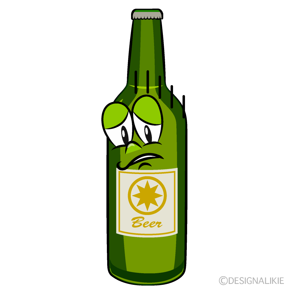 Depressed Beer Bottle Cartoon Character Image