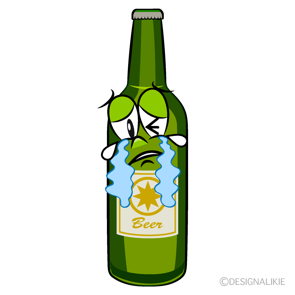 Crying Beer Bottle Cartoon Character Image