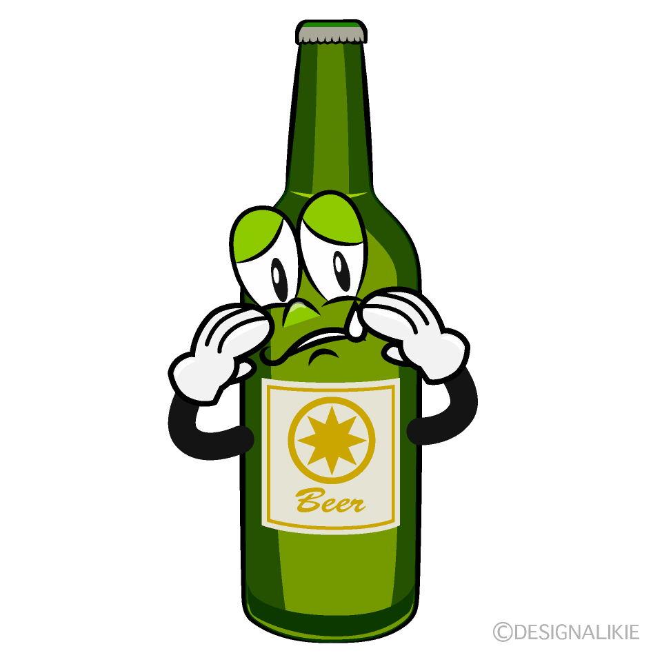 Sad Beer Bottle Cartoon Character Image